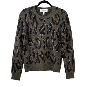 Derek Lam 10 Crosby Evan Sweater Women's Small Green Animal Print Wool Blend